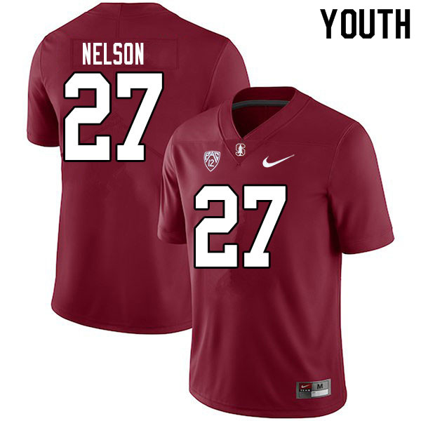 Youth #27 Beau Nelson Stanford Cardinal College Football Jerseys Sale-Cardinal